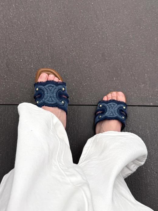 赛琳凯旋门新款丹宁牛仔拖鞋（HC） 商品图5