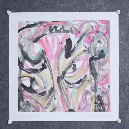 许固令《脸谱之六》国画原作53CM*53CM 手绘宣纸脸谱系列斗方作品【GH0485】 商品图5