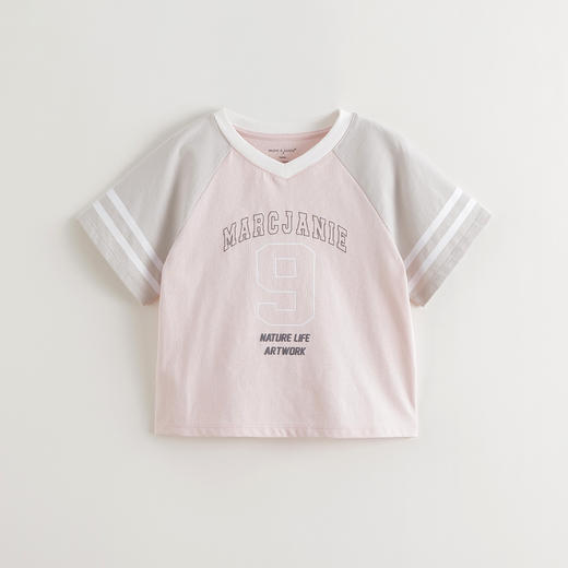 马克珍妮女童元气校园撞色短袖T恤 儿童运动上衣夏装新款550702 商品图1