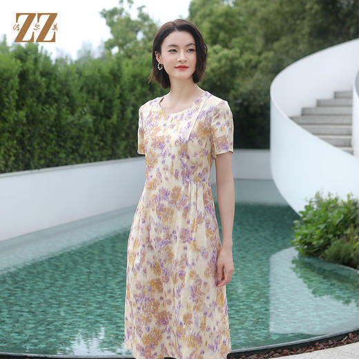 佐尔美夏季新款 气质碎花桑蚕丝连衣裙女E32LS09 商品图2