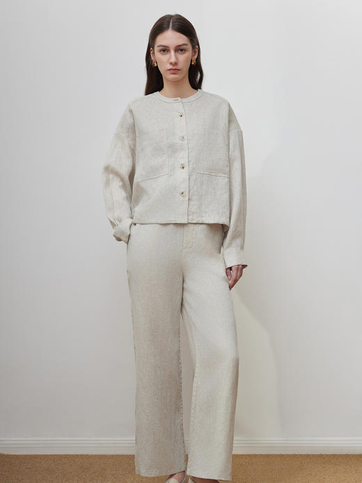 【短款亚麻外套】25年春夏新品女士100%亚麻休闲百搭上衣外套 商品图1