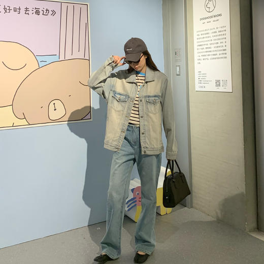 洛诗琳20353复古做旧牛仔外套2025春季新款男女同款宽松外套0113 商品图3