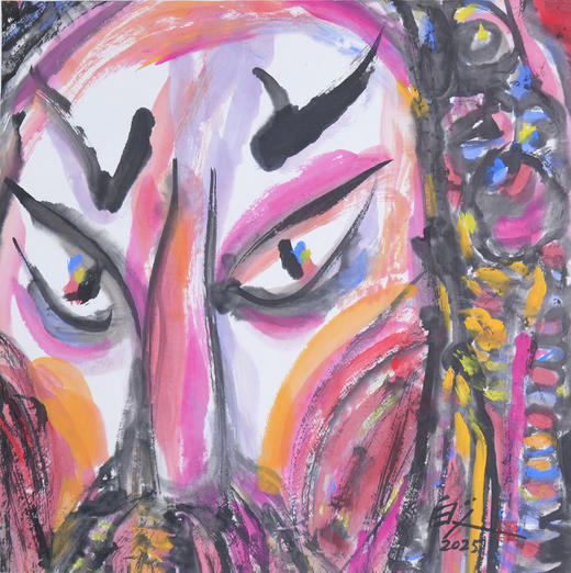 许固令《脸谱之七》国画原作53CM*53CM 手绘宣纸脸谱系列斗方作品【GH0486】 商品图1