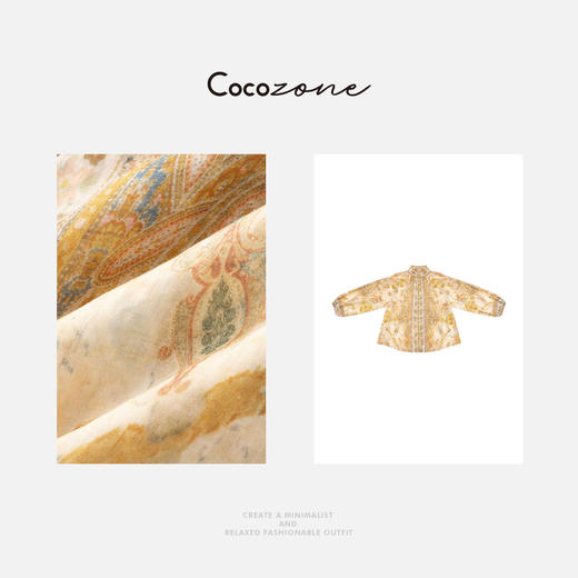 COCO ZONE 刘一一【100苎麻】复古印花灯笼袖衬衣CD2A0895 商品图2