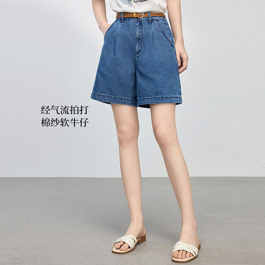 熙世界牛仔短裤女夏季薄款2025新款宽松高腰显瘦五分阔腿直筒裤子 商品图3