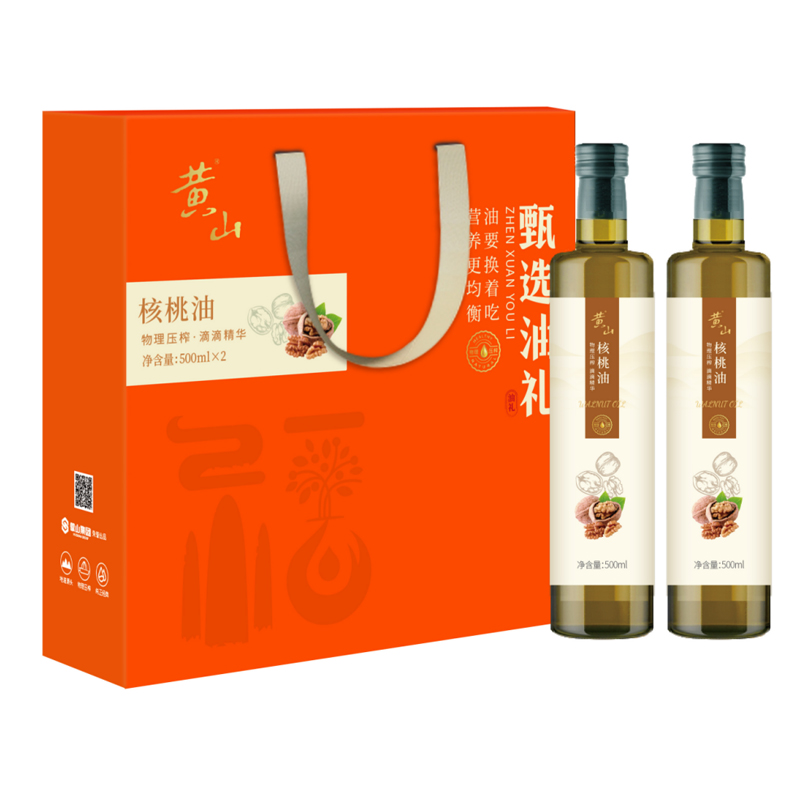 航.黄山高端油核桃油礼盒(礼盒包装随机)    500ml*2瓶/盒
