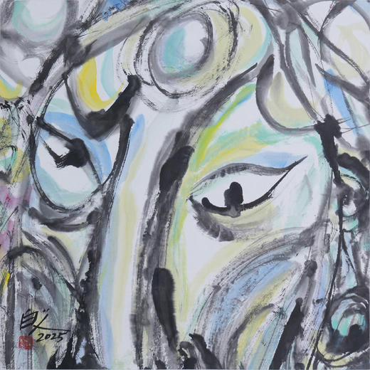 许固令《脸谱之十二》国画原作53CM*53CM 手绘宣纸脸谱系列斗方作品【GH0491】 商品图1