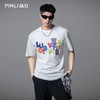 PINLI品立2025夏季新款男士圆领字母章仔绣花短袖T恤BG252111043 商品缩略图3