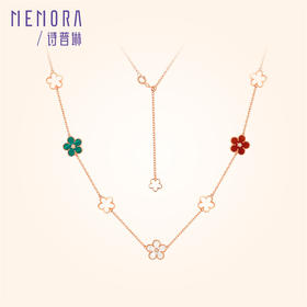 勿忘我项链 玫瑰色18K金钻石花朵项链套链MEMORA诗普琳KN299001