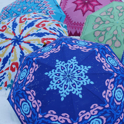 至爱疆物·艾德莱斯胶囊晴雨伞  艾德莱斯独特纹样吸睛 小巧如胶囊 商品图5