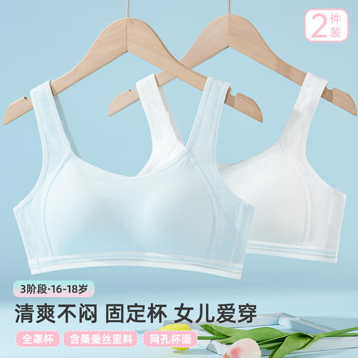雅黛俪 【16-18岁 2件装】3阶少女文胸含桑蚕丝发育期内衣柔软 商品图0