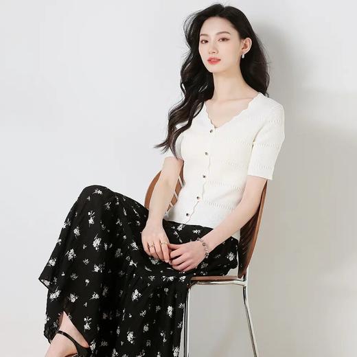 【高货sh】全新升级【铂金会员192/天猫259/差价67】(02045) 洛诗琳25春夏新款法式优雅v领短袖毛衫时尚修身显瘦针织衫 商品图2