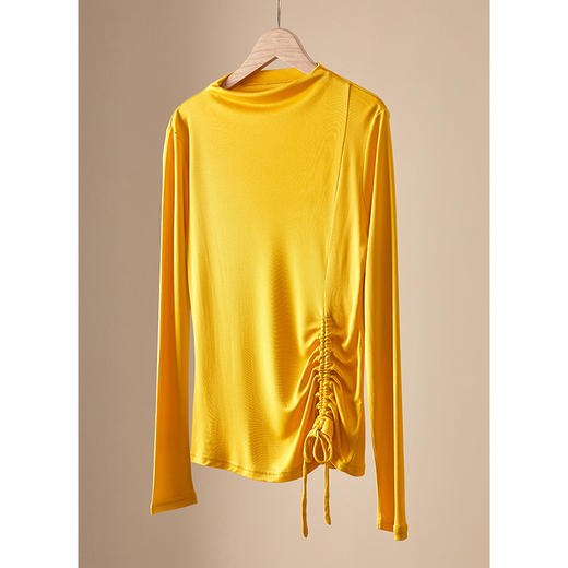 丁摩 时尚抽绳款上衣桑蚕丝真丝长袖打底衫JSY180036 商品图9