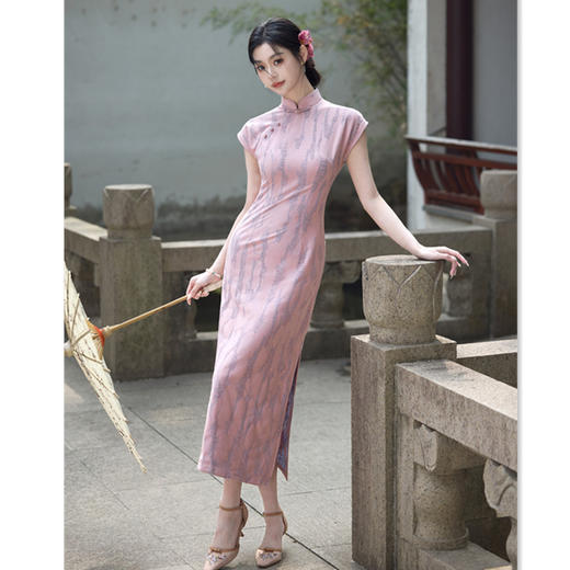 SYK66867时尚改良新中式棉质长款连袖旗袍2025夏新款年轻少女日常可穿旗袍 商品图3