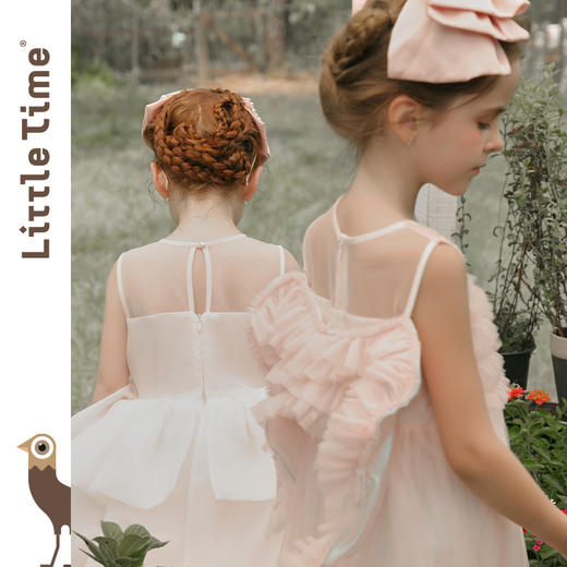 littletime女童连衣裙2025春夏新款儿童洋气时尚玫瑰花蛋糕公主裙 商品图3