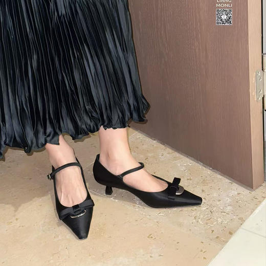 【不换不退】良木礼复古蝴蝶结浅口单鞋（4553-12） 商品图2