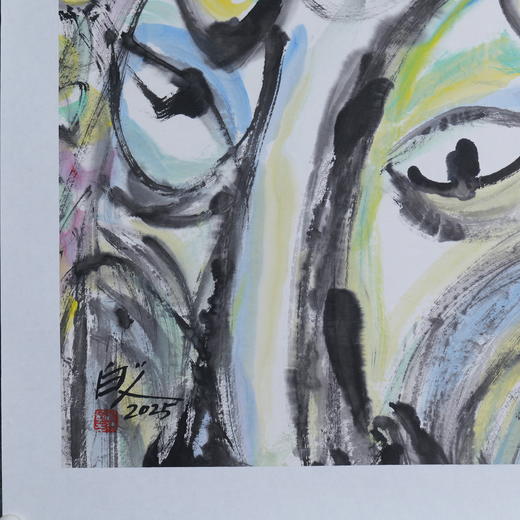 许固令《脸谱之十二》国画原作53CM*53CM 手绘宣纸脸谱系列斗方作品【GH0491】 商品图3
