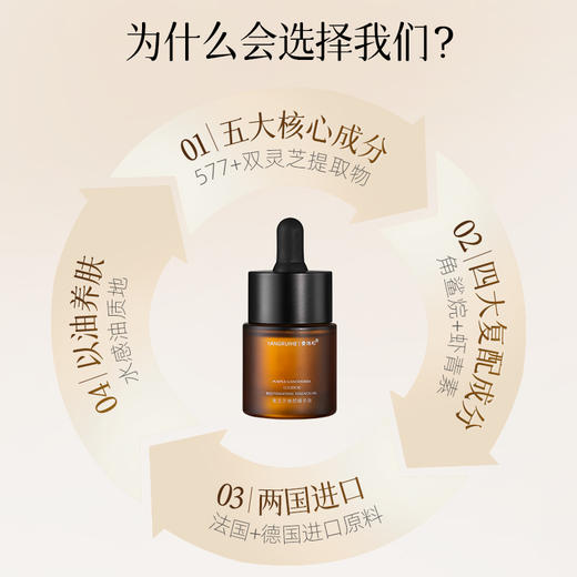 养瑞和 | 紫灵芝焕颜精华油15ml·双灵芝提取物·577珍贵成分·灵芝孢子油·角鲨烷霍霍巴籽油·当归根提取物以油养肤质地·敏肌适用 商品图5