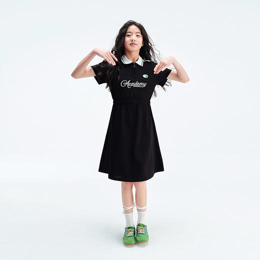 笛莎Deesha青少年女童连衣裙2025夏季女童polo针织连衣裙 商品图1