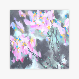 许固令《荷花》国画原作68CM*68CM 手绘宣纸荷花斗方作品【GH0507】