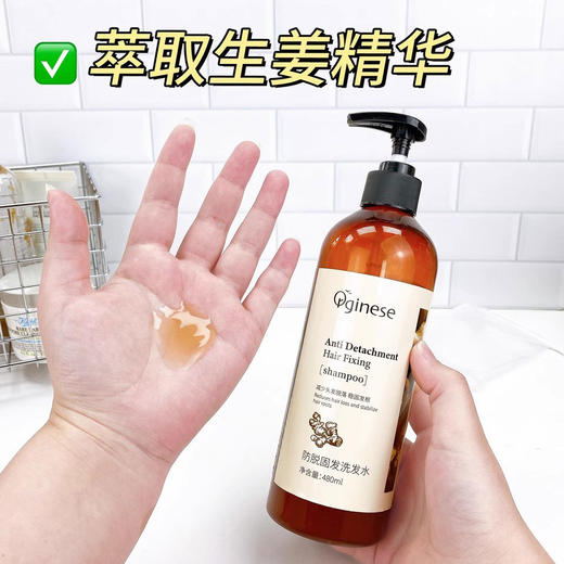 【下单赠烟酰胺补水面膜】欧橘Orginese 草本生姜防脱固发洗发水 啫喱质地 480ml/瓶 商品图5