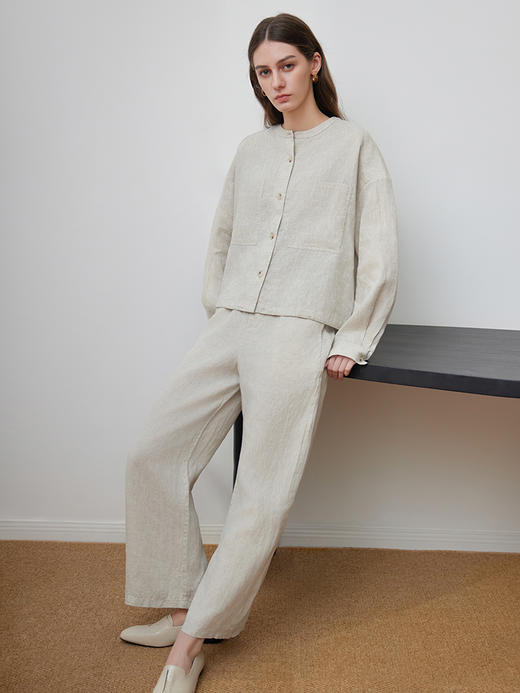 【短款亚麻外套】25年春夏新品女士100%亚麻休闲百搭上衣外套 商品图0