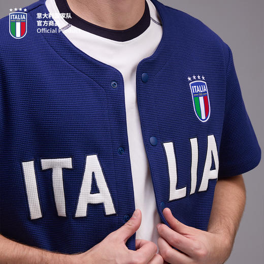 【官方正版】意大利国家队 | 春夏新款蓝色开衫短袖休闲简约 商品图4