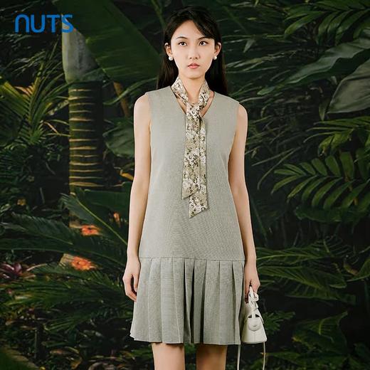 NUTS春秋季新款气质百搭宽松显瘦无袖百褶连衣裙短裙414101112 商品图2
