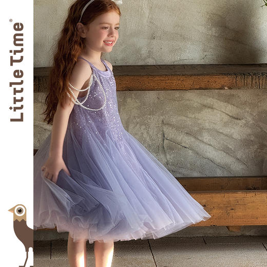 Little time女童连衣裙夏季2025新款儿童洋气时尚重工亮片公主裙 商品图2