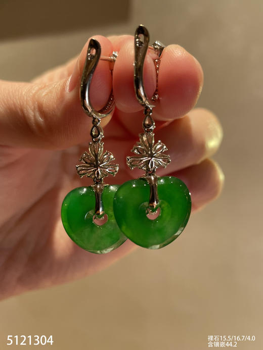 老坑艳绿心形耳坠【5121304】具体价格微信咨询 商品图7