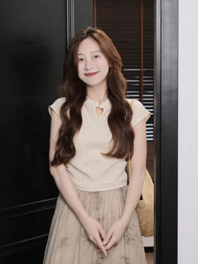 【百图lulu定制】【杏花上衣】收腰 短款 国风盘扣 飞飞袖 短袖上衣