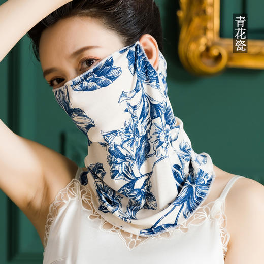 纯新真丝印花蒙面巾，100%桑蚕丝针织双面绸挂耳围脖WY-1021 商品图6