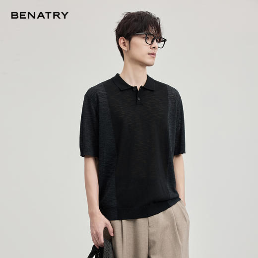 贝纳川竹节麻翻领短袖T恤ECF127004 商品图2
