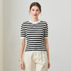【自】全新升级【铂金会员247/天猫329/差价82】(01323) 洛诗琳冰丝针织衫女2025夏季显瘦圆领气质条纹t恤上衣女 商品缩略图2