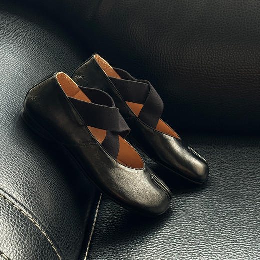 RIM RIM塑型马皮鞋分趾鞋银色平底玛丽珍鞋舒适软底浅口单鞋复古鞋2435 商品图3