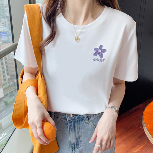 百媚生 夏季纯棉圆领短袖T恤S021 商品图2