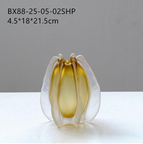 现代轻奢创意哑光琥珀色玻璃花瓶家居花束插花样板房间软装饰品 商品图13