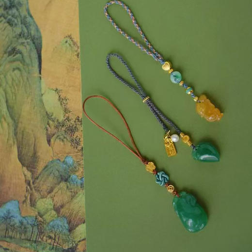 素日手作 老翡翠手机挂件 商品图0