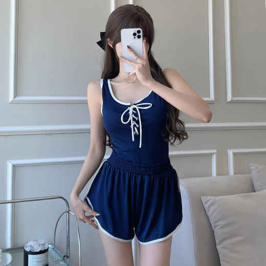 【修身显瘦，简约时尚】泳衣女连体运动温泉泳装 简约保守修身显瘦连衣裙式 度假游泳衣-QQ 商品图7