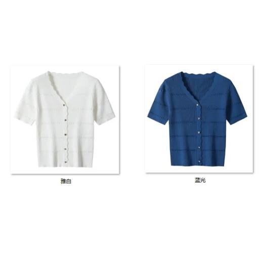 【高货sh】全新升级【铂金会员192/天猫259/差价67】(02045) 洛诗琳25春夏新款法式优雅v领短袖毛衫时尚修身显瘦针织衫 商品图4