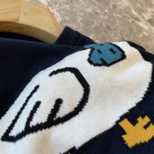 无敌了！2025新款上身巨减龄萌趣小鸭子提花圆领宽松套头短袖针织衫！ 商品图1