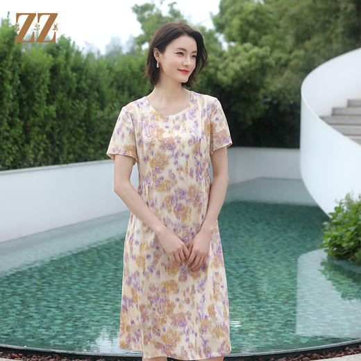 佐尔美夏季新款 气质碎花桑蚕丝连衣裙女E32LS09 商品图1