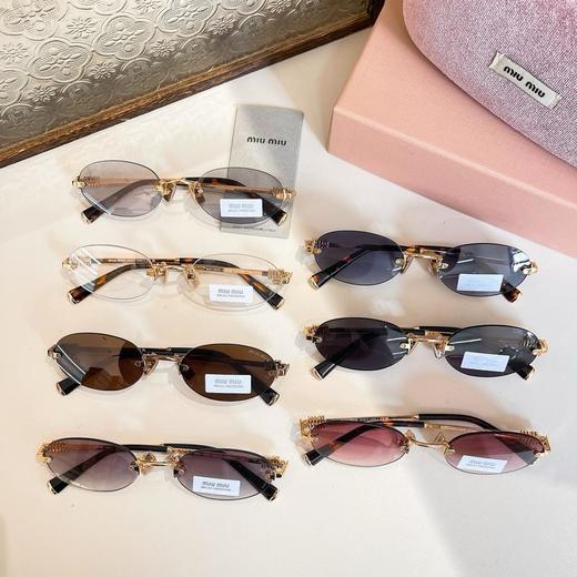 MIUMIU缪缪字母镜腿金属无框张元英ins款复古椭圆形时尚太阳镜（JH） 商品图0