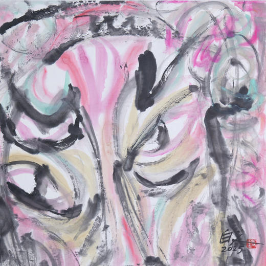 许固令《脸谱之六》国画原作53CM*53CM 手绘宣纸脸谱系列斗方作品【GH0485】 商品图1