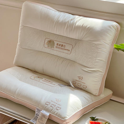【呵护颈椎❗️羊绒蛋白护颈枕头】蓬松舒适不易板结持久回弹，受力均匀，迎合肩颈空隙稳稳承托，单人高弹不塌陷人体工程学分区护颈枕精美刺绣QQ 商品图1