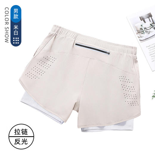 夏季跑步训练三分短裤激光打孔防走光内衬 商品图2