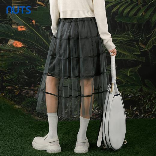 NUTS春秋新款高腰显瘦A字蕾丝中长款蛋糕网纱半身裙女412061133 商品图4