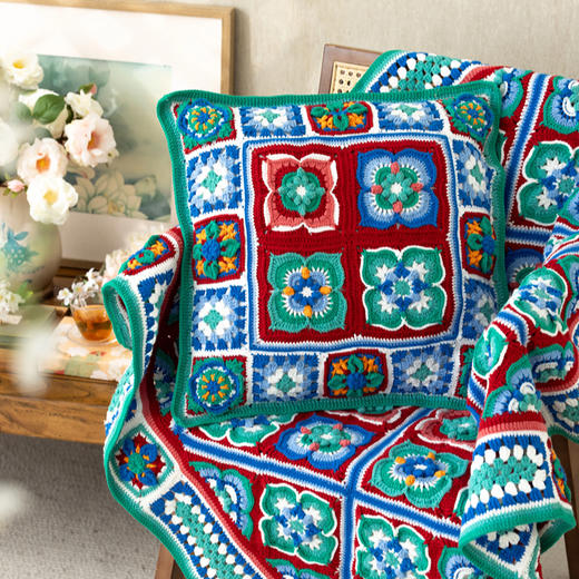 苏苏姐家万柿胜意拼花毯手工DIY编织钩针4股棉毛线团自制材料包 商品图1