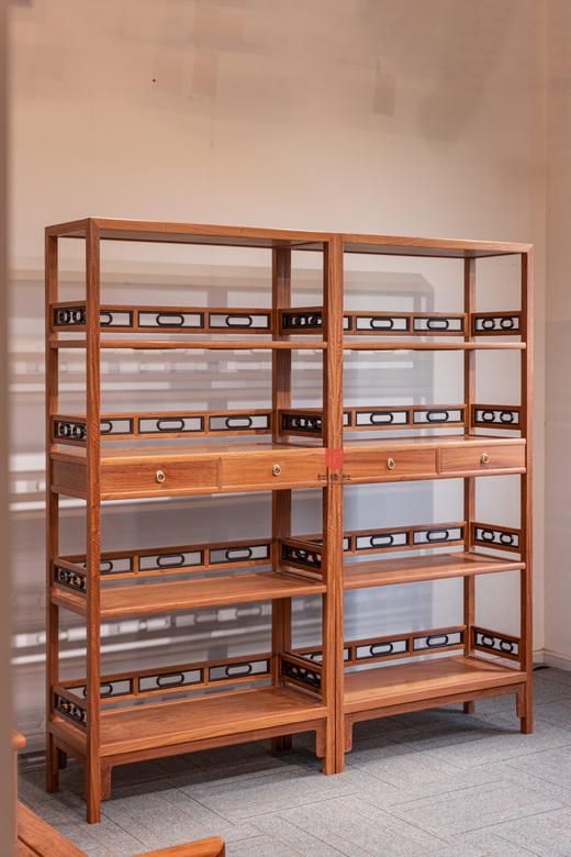 红桥红  家具严选  缅甸花梨（大果紫檀）【196嵌紫光檀椭圆卡子花 书架】 商品图1