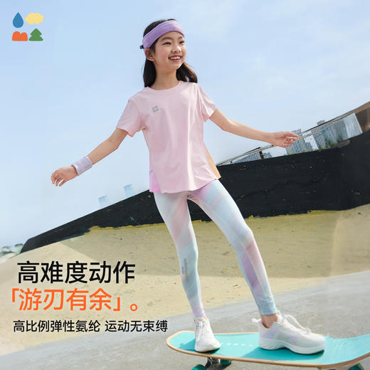 [屁侠推荐]高弹瑜伽裤森林棠25夏款儿童轻薄透气高腰瑜伽舞蹈九分裤打底裤41052502 商品图2